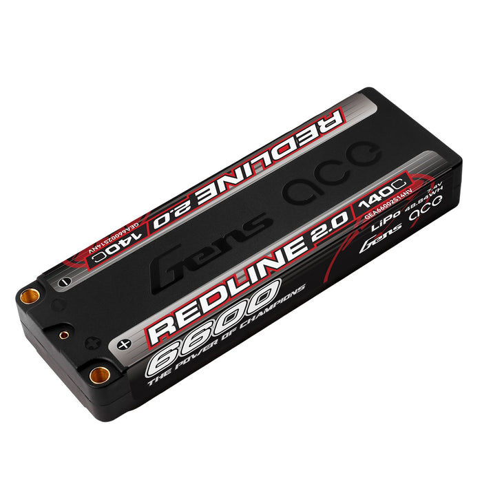 Gens Ace Redline 2.0 6600mAh 7.4V 140C 2S1P HardCase Lipo Battery