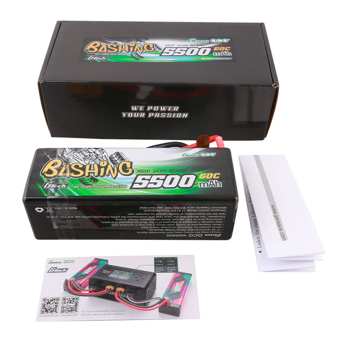 Gens Ace G-Tech 5500mAh 4S 14.8V 60C HardCase Lipo Battery (XT90)