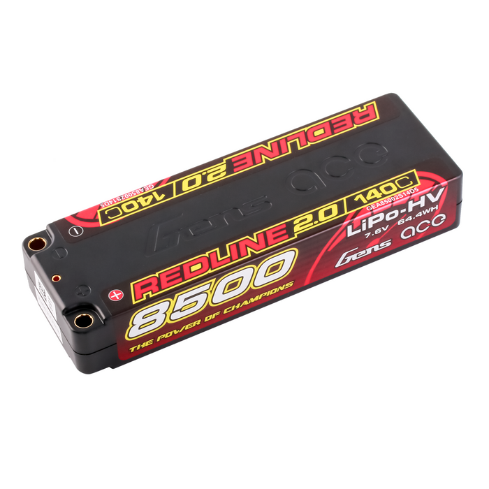 Gens Ace Redline 2.0 8500mAh 2S 7.6V 140C HardCase HV Lipo Battery