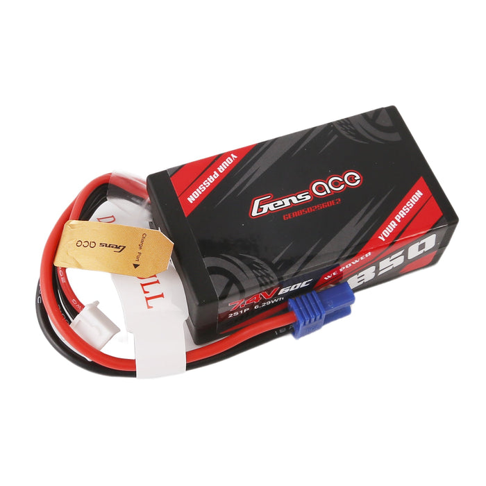 Gens Ace 850mAh 7.4V 2S1P 60C Hardcase Lipo Battery Pack (EC2)