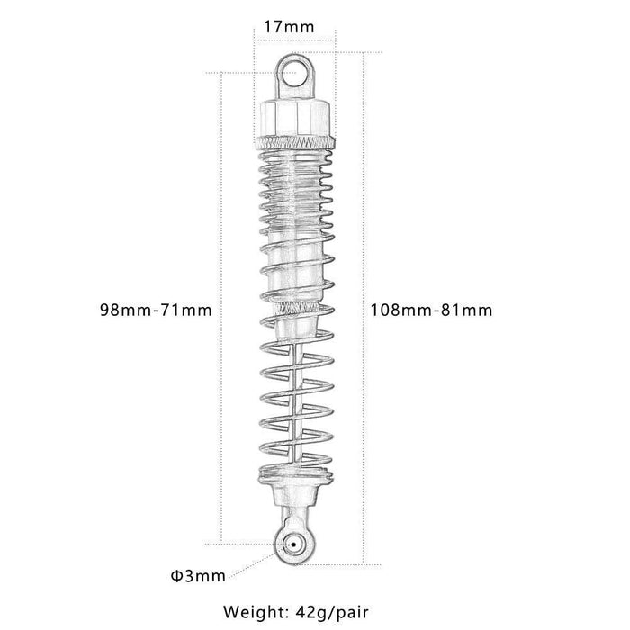 2PCS 1/10 71-98mm Truggy Shock Absorber (Aluminium) Schokdemper New Enron 