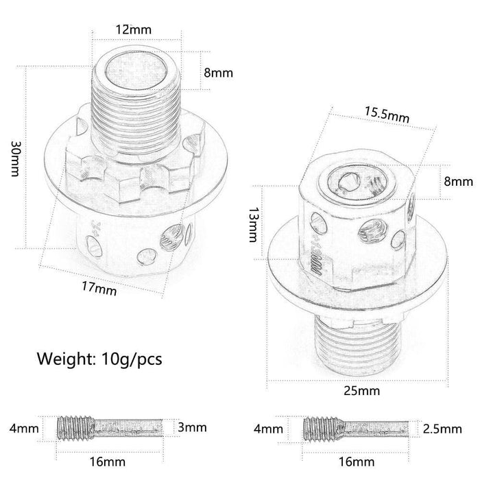 2PCS 1/8 17mm Extended (13mm) Wheel Hex (Aluminium) Hex Adapter New Enron 