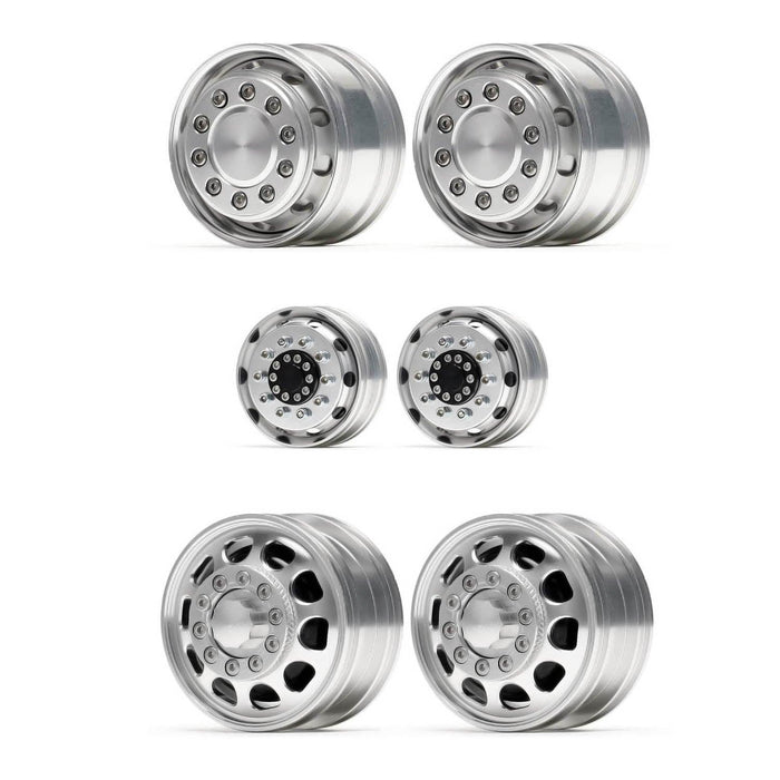 2PCS Front Beadlock Wheel Rims for Tamiya Truck 1/14 (Aluminium) Band en/of Velg New Enron 
