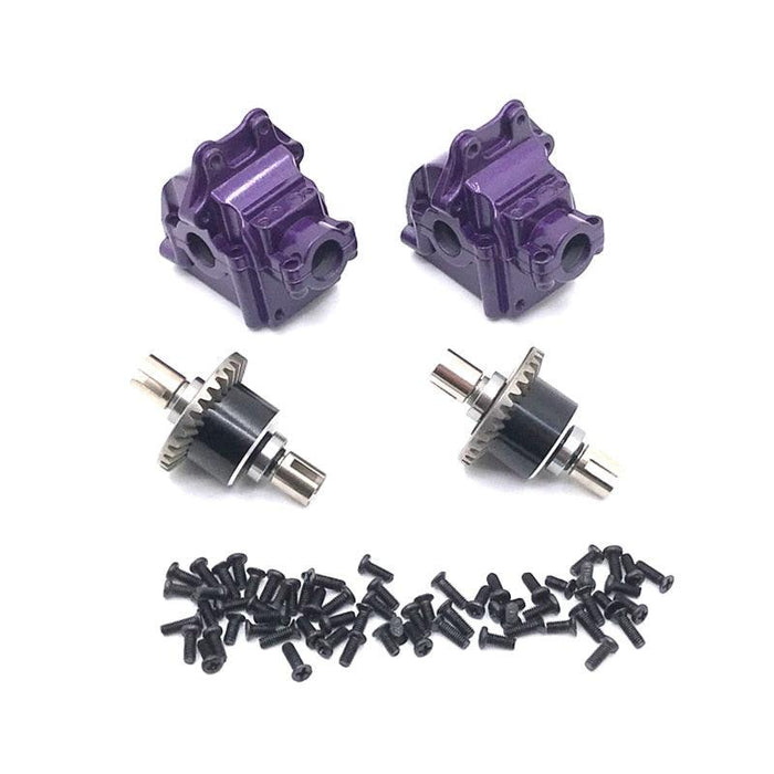 2PCS Gearbox & Differential for WLtoys 1/12, 1/14 (Metaal) Onderdeel upgraderc Purple 