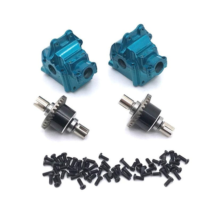 2PCS Gearbox & Differential for WLtoys 1/12, 1/14 (Metaal) Onderdeel upgraderc Blue 