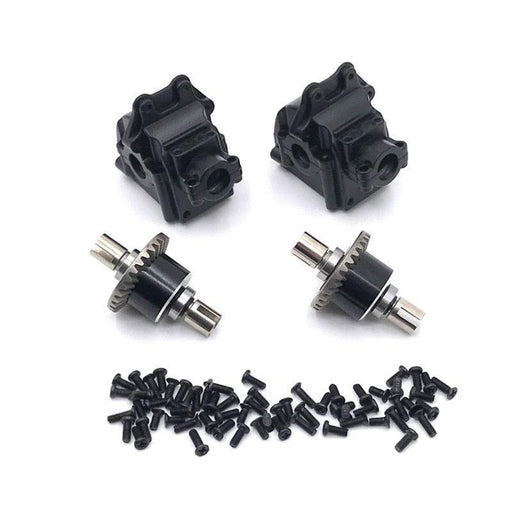 2PCS Gearbox & Differential for WLtoys 1/12, 1/14 (Metaal) Onderdeel upgraderc black 