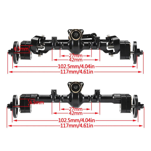 2PCS Portal Axle w/ Steering Link Wheels Weights for Axial SCX24 1/24 (Messing) - upgraderc