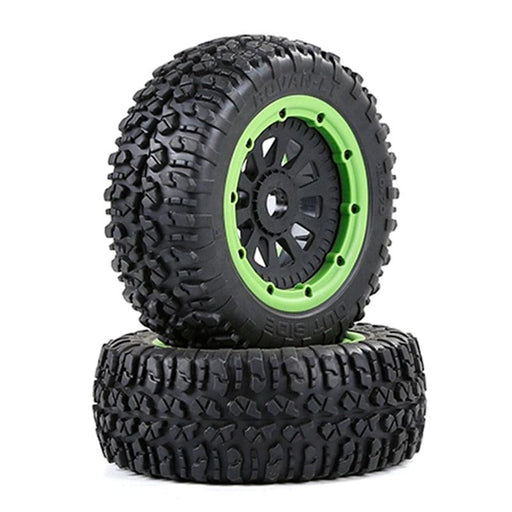 2PCS Wasteland Tires Wheels for 1/5 Auto (Metaal, Rubber) Band en/of Velg upgraderc Green 