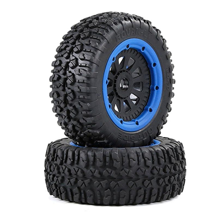 2PCS Wasteland Tires Wheels for 1/5 Auto (Metaal, Rubber) Band en/of Velg upgraderc Blue 