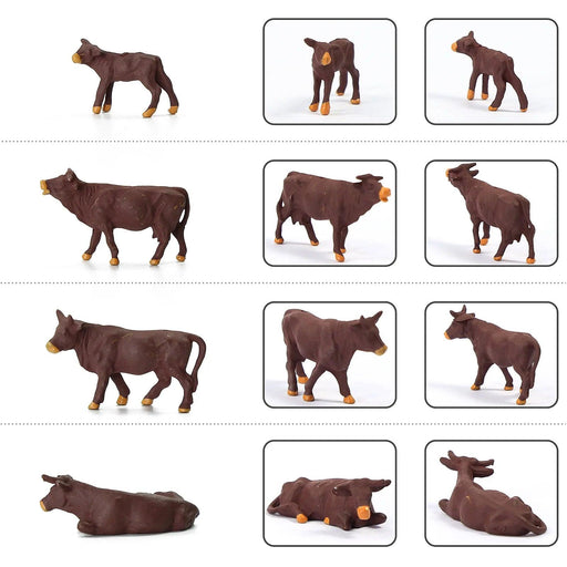 36PCS HO Scale Brown and Black Cows 1/87 (PVC) AN4306 - upgraderc