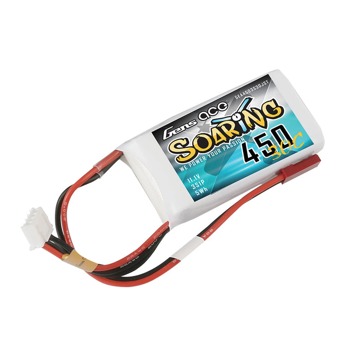 Gens Ace Soaring 450mAh 11.1V 30C 3S1P LiPo (JST-SYP)