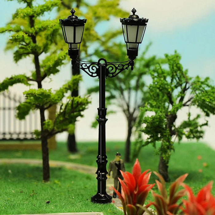 3PCS HO Scale Two-Heads Lamp Post LQS77HO 1/87 (Metaal) - upgraderc