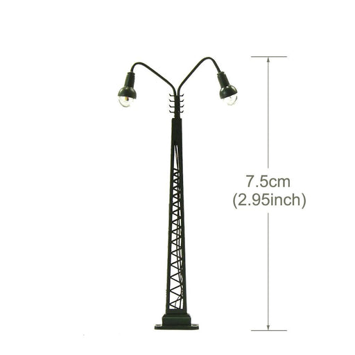 3PCS Model Railway N Scale Mast Lamp Two-heads LQS48N 1/160 (Metaal) - upgraderc