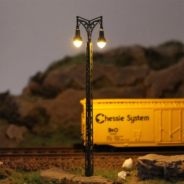 3PCS Model Railway N Scale Mast Track Lamp LQS58N 1/160 (Metaal) - upgraderc