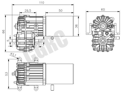450 2-Speed Planetary Gearbox for Tamiya 1/14 Truck (Metaal) Onderdeel CGRC 