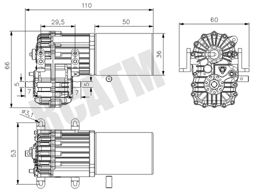 450 2-Speed Planetary Gearbox for Tamiya Truck 1/14 (Metaal) Onderdeel RCATM 