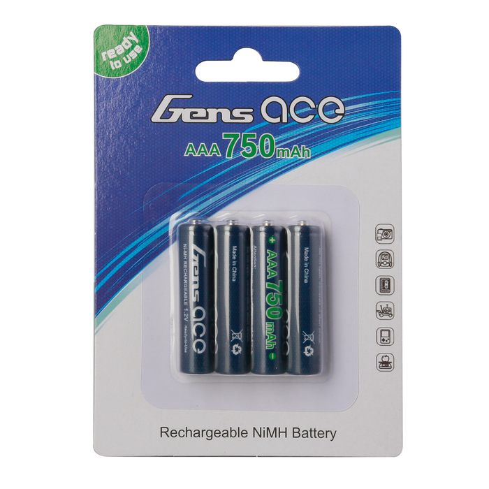 Gens Ace 4PCS AAA NIMH 750mAh 1.2V Battery