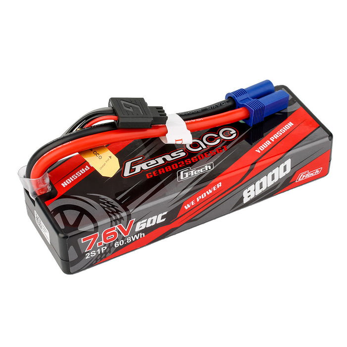 Gens Ace G-Tech 8000mAh 2S1P 7.6V 60C Hardcase Lipo Battery (EC5)