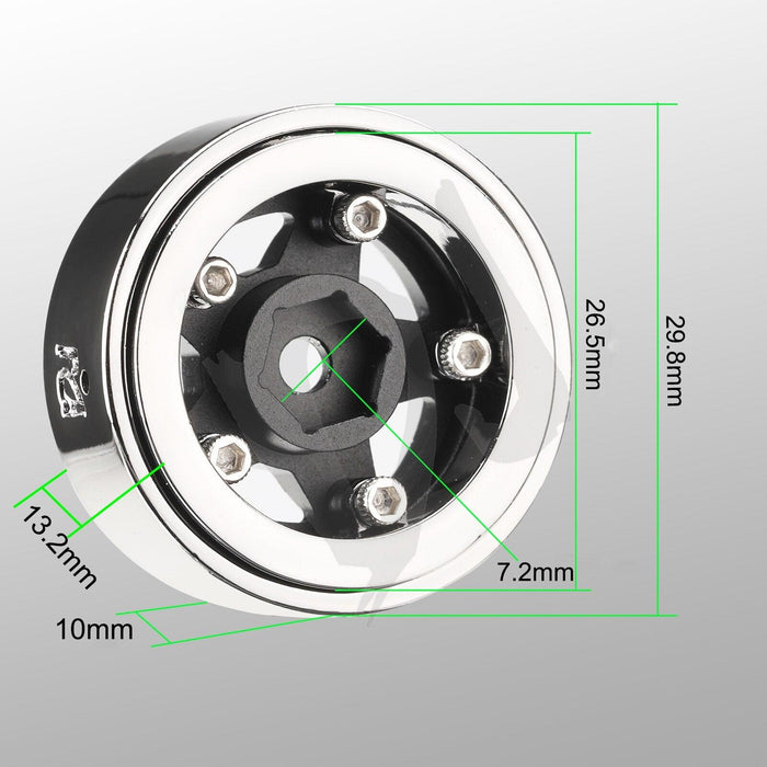 4PCS 1.0" 29.8x10mm 1/10/16 Wheel Rims (Aluminium) - upgraderc