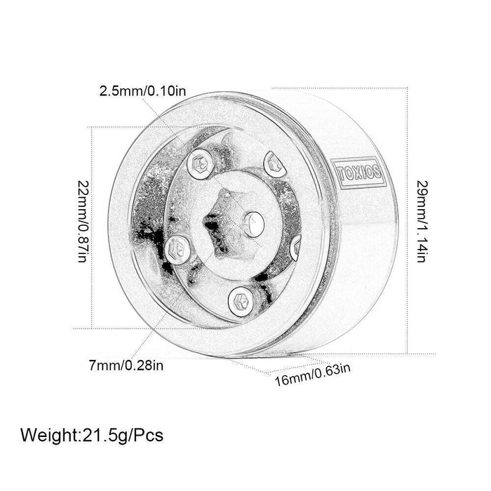 4PCS 1.0" 29x16mm 1/24 1/18 Beadlock Crawler Rims (Aluminium) - upgraderc