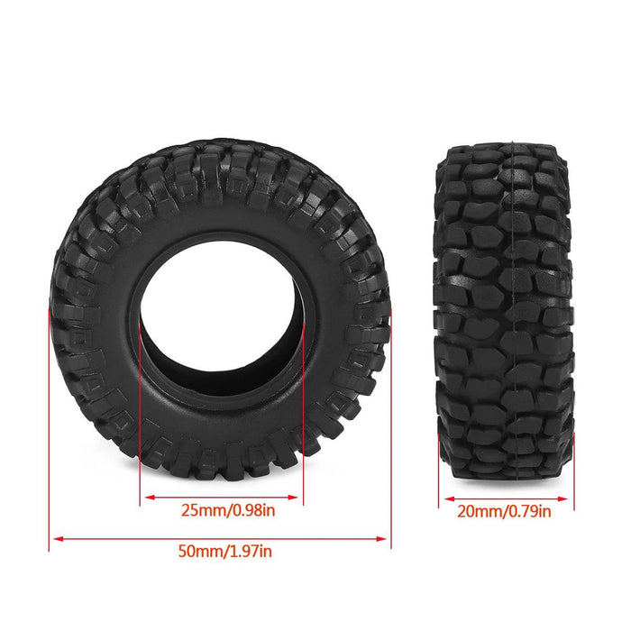 4PCS 1.0" 50x20mm 1/18 1/24 Wheels Tires (Rubber) - upgraderc