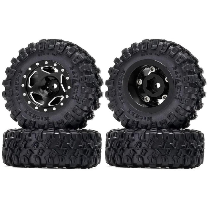 4PCS 1.0" 52x19mm 1/24 Crawler Wheel Set (Aluminium+Rubber) - upgraderc