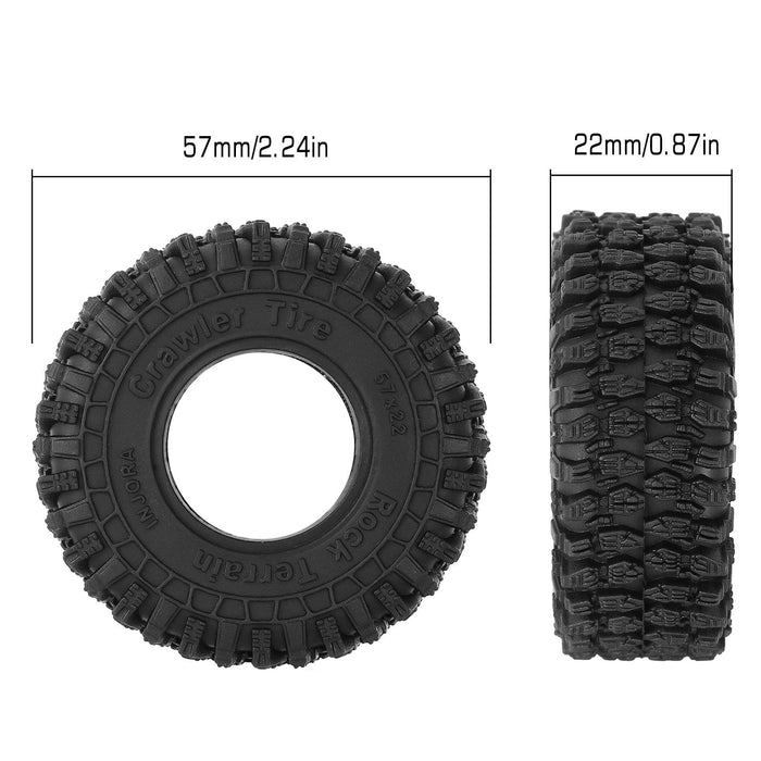 4PCS 1.0" 57x22mm 1/18 1/24 Crawler Tires (Rubber) - upgraderc