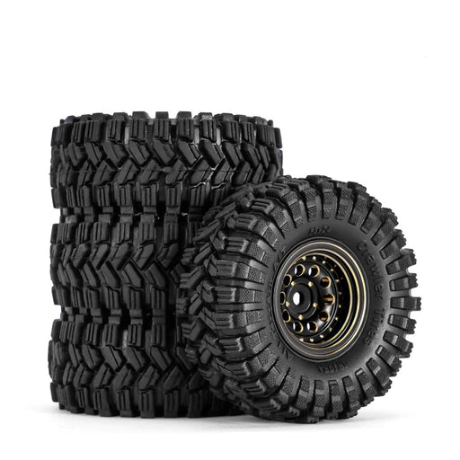 4PCS 1.0" 58x24mm 1/24 1/18 Beadlock Wheel Tires Set (Messing, Rubber) - upgraderc