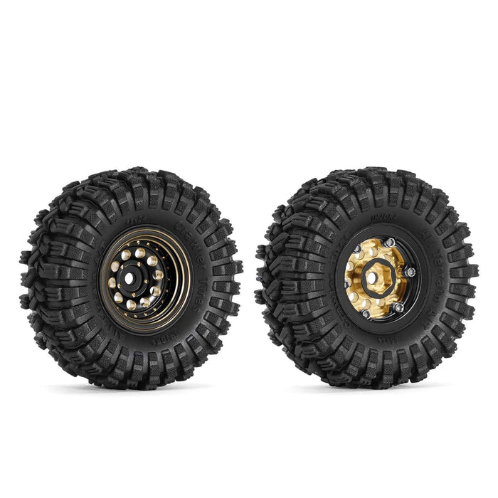 4PCS 1.0" 58x24mm 1/24 1/18 Beadlock Wheel Tires Set (Messing, Rubber) - upgraderc