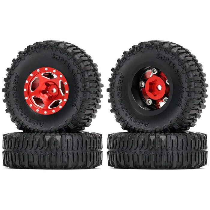 4PCS 1.0" 60x20mm 1/24 Crawler Wheel Set (Aluminium+Rubber) - upgraderc