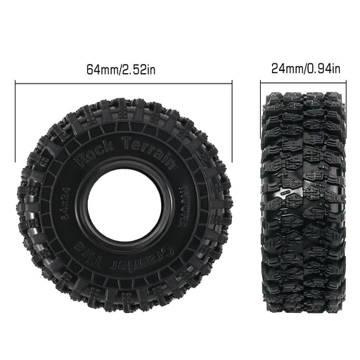 4PCS 1.0" 64x24mm 1/18, 1/24 Crawler Tires (Rubber) - upgraderc