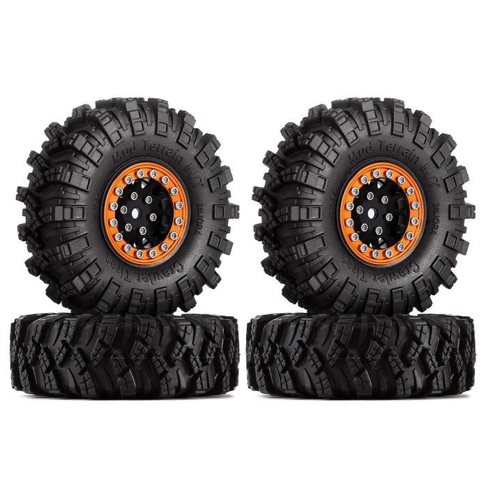 4PCS 1.0" Beadlock Wheel Rim Mud Tires for 1/24 Crawler (Aluminium+S3 Compound) Band en/of Velg Injora 4PCS 1.0 Wheels 4 