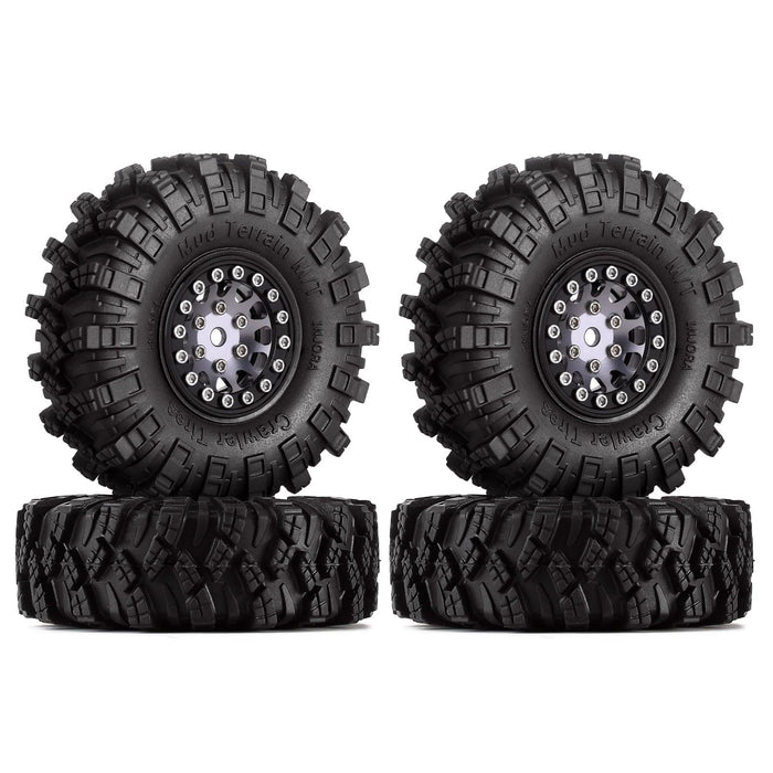 4PCS 1.0" Beadlock Wheel Rim Mud Tires for 1/24 Crawler (Aluminium+S3 Compound) Band en/of Velg Injora 4PCS 1.0 Wheels 