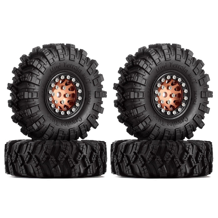 4PCS 1.0" Beadlock Wheel Rim Mud Tires for 1/24 Crawler (Aluminium+S3 Compound) Band en/of Velg Injora 4PCS 1.0 Wheels 3 