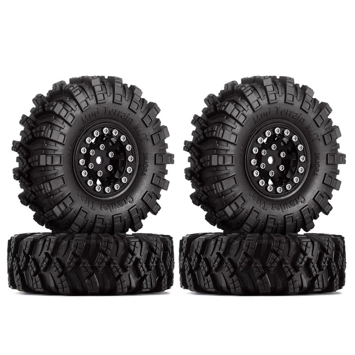 4PCS 1.0" Beadlock Wheel Rim Mud Tires for 1/24 Crawler (Aluminium+S3 Compound) Band en/of Velg Injora 4PCS 1.0 Wheels 2 