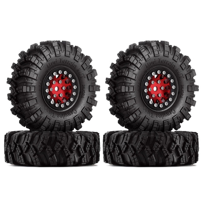 4PCS 1.0" Beadlock Wheel Rim Mud Tires for 1/24 Crawler (Aluminium+S3 Compound) Band en/of Velg Injora 4PCS 1.0 Wheels 6 