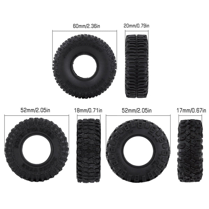 4PCS 1.0" Beadlock Wheel Rim Tires for 1/24 Crawler (Plastic) Band en/of Velg Injora 