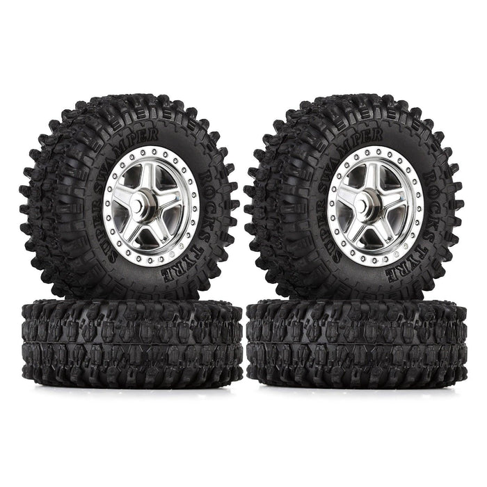 4PCS 1.0" Beadlock Wheel Rim Tires for 1/24 Crawler (Plastic) Band en/of Velg Injora 4PCS W2407SR-T2410 
