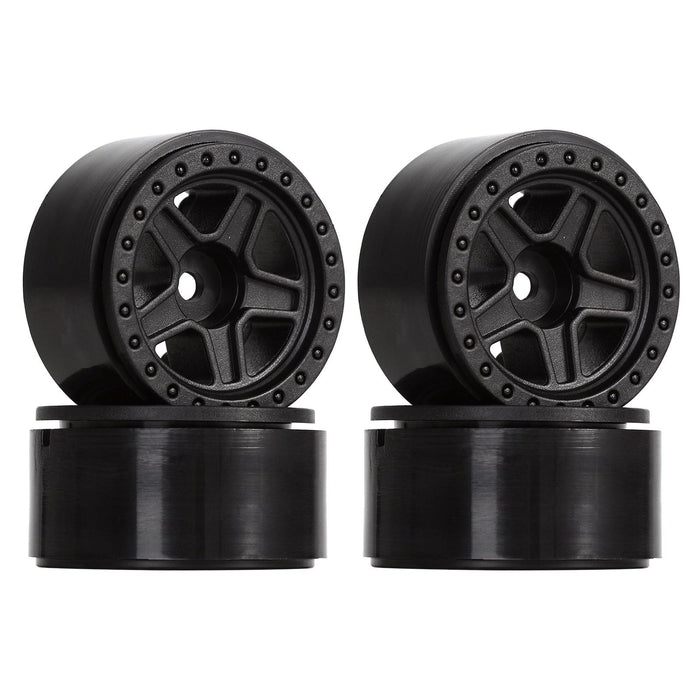 4PCS 1.0" Beadlock Wheel Rims for 1/24 Crawler (Plastic) Band en/of Velg Injora 4PCS Black 