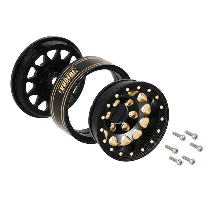 4PCS 1.3" 33.5x15.5mm 1/24 1/18 Crawler Beadlock Wheel Rims (Messing) - upgraderc