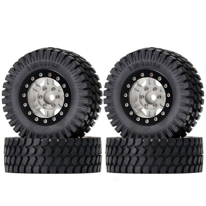 4PCS 1.55" 78x25mm Beadlock Wheels Set for 1/10 Crawler (Aluminium+Rubber) Band en/of Velg New Enron WHITE-BLACK 