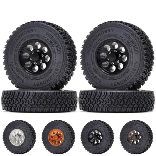 4PCS 1.55" 90x26mm 1/10 Crawler Beadlock Wheels Set (Aluminium+Rubber) Band en/of Velg New Enron 