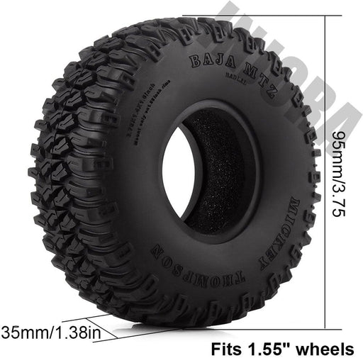 4PCS 1.55" 95mm Wheel Tires for 1/10 Crawler (Rubber) Band en/of Velg Injora 