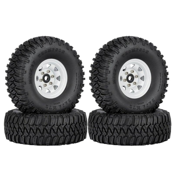 4PCS 1.55" Beadlock Wheel Rim Tires for 1/10 Crawler (Metaal+Rubber) Band en/of Velg upgraderc White 