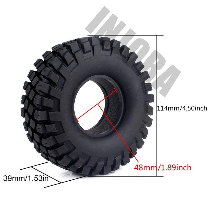 4PCS 1.9" 114mm Wheel Tires for 1/10 Crawler (Rubber) Band en/of Velg Injora 