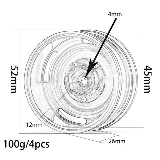 4PCS 1.9" 52x26mm 1/10 Drift Wheel Rims (Aluminium) Band en/of Velg New Enron 