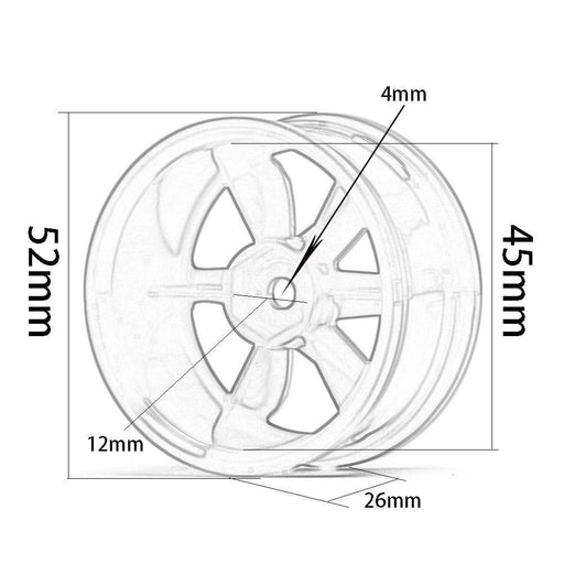 4PCS 1.9" 52x26mm Rims for 1/10 Drift (Plastic) Band en/of Velg New Enron 