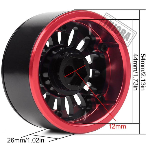 4PCS 1.9" 54mm Beadlock Wheel Rims for 1/10 Crawler (Metaal) Band en/of Velg Injora 