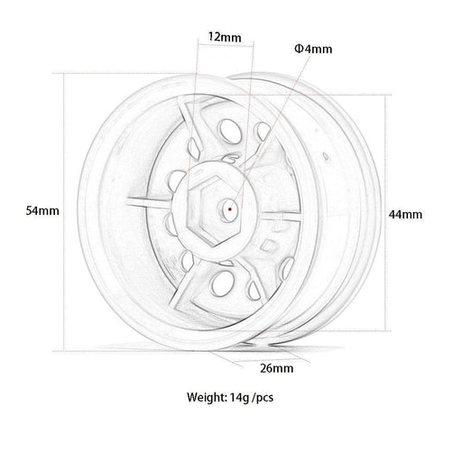 4PCS 1.9" 54x26mm 1/10 Crawler Wheel Rims (Plastic) Band en/of Velg New Enron 