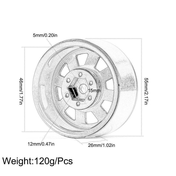 4PCS 1.9" 55x26mm 1/10 Crawler Beadlock Rims (Aluminium) Band en/of Velg New Enron 